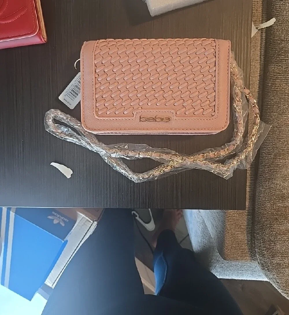 bebe Katriel Woven Mini Crossbody Rose